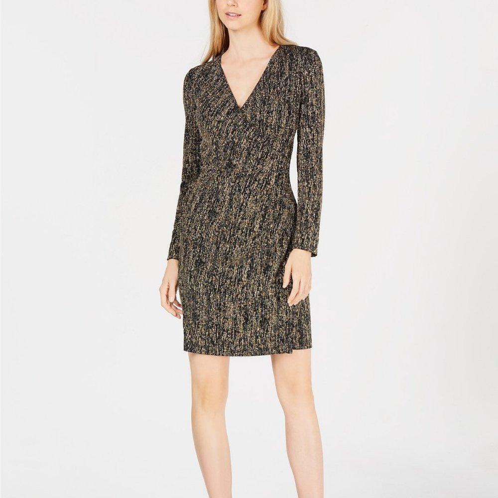 NWT Calvin Klein Petite Metallic Sheath Dress  12P